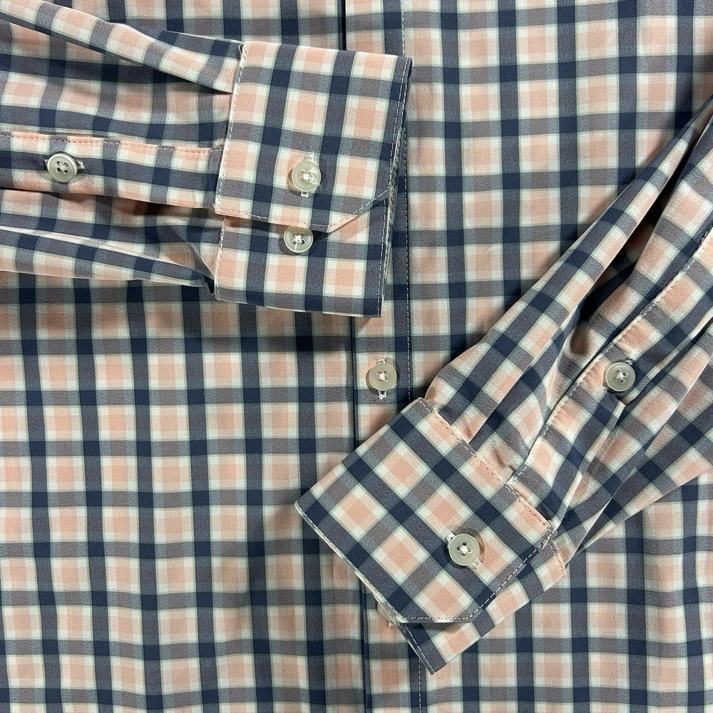 Mizzen + Main Leeward Collection Medium Trim Fit Blue Pink Plaid Button Front US - Picture 5 of 13